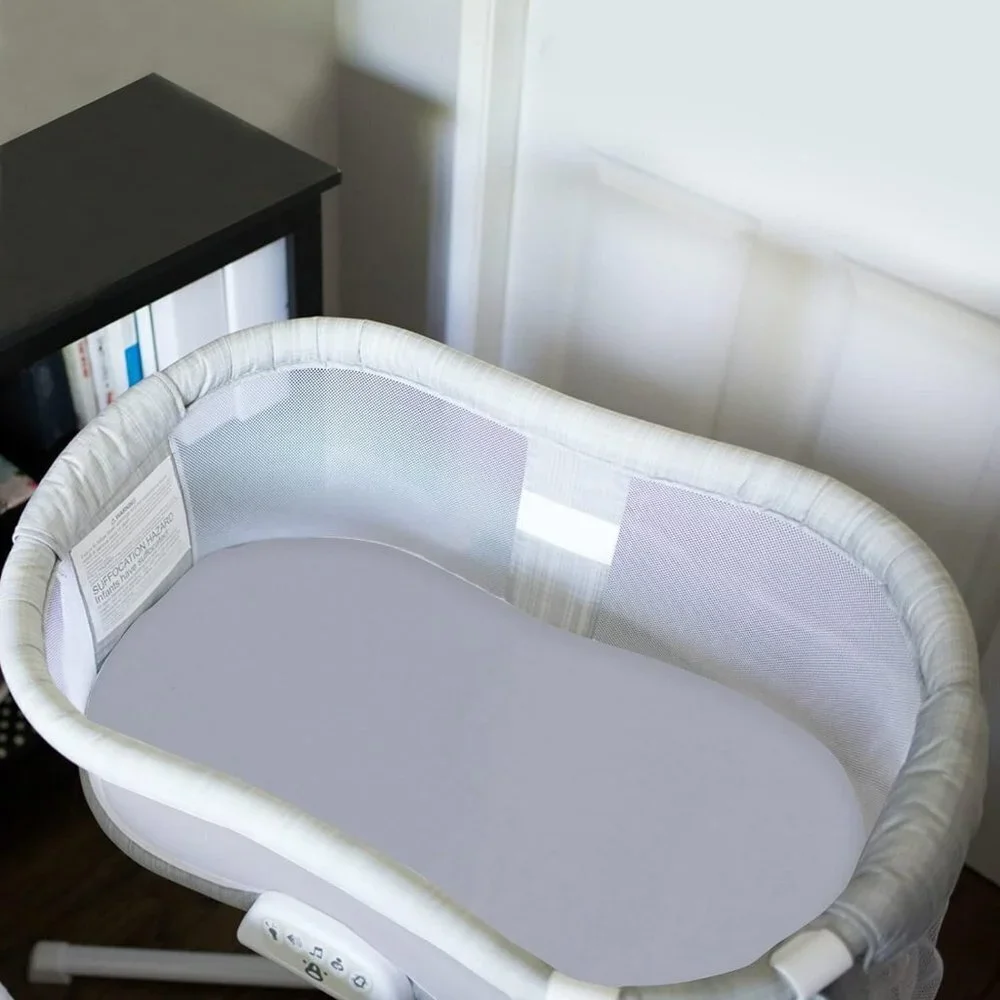 White and Gray 2ct Fitted Bassinet Sheets